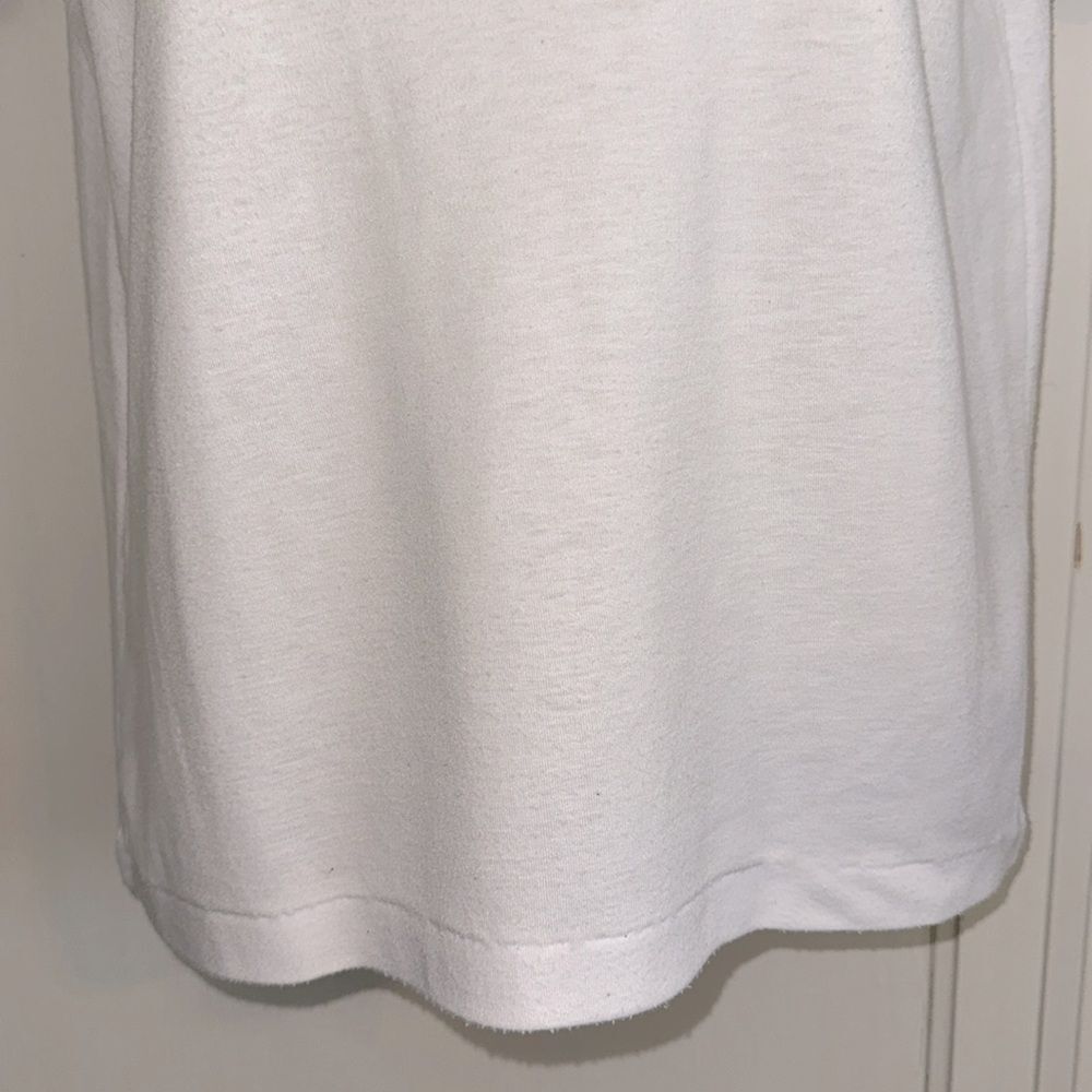 Vintage 80s/90s Northern Isles White Embroidered Floral‎ Short Sleeve Knit Top - Picture 3 of 8